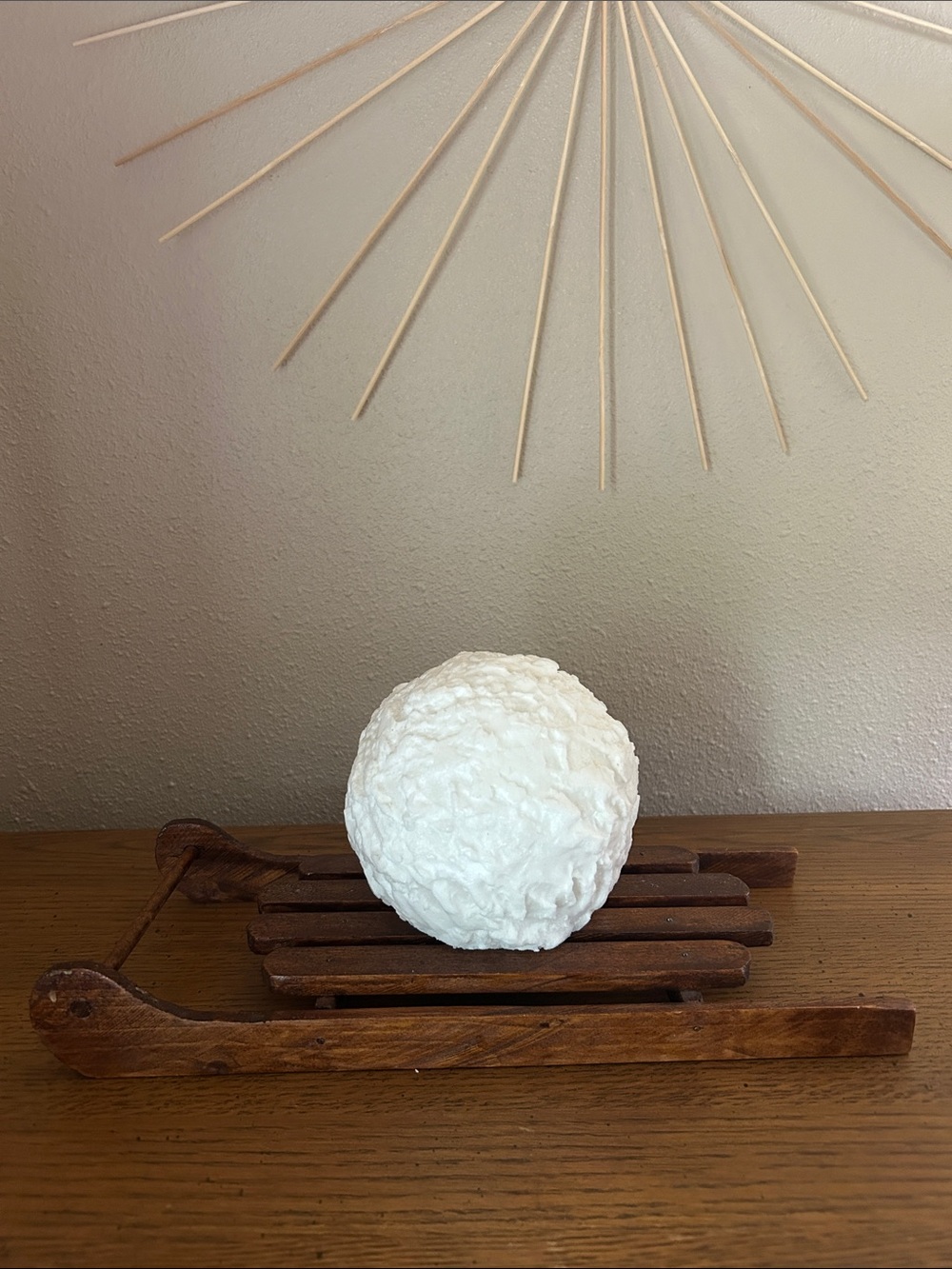 4” Snowball Candle on sleigh.
